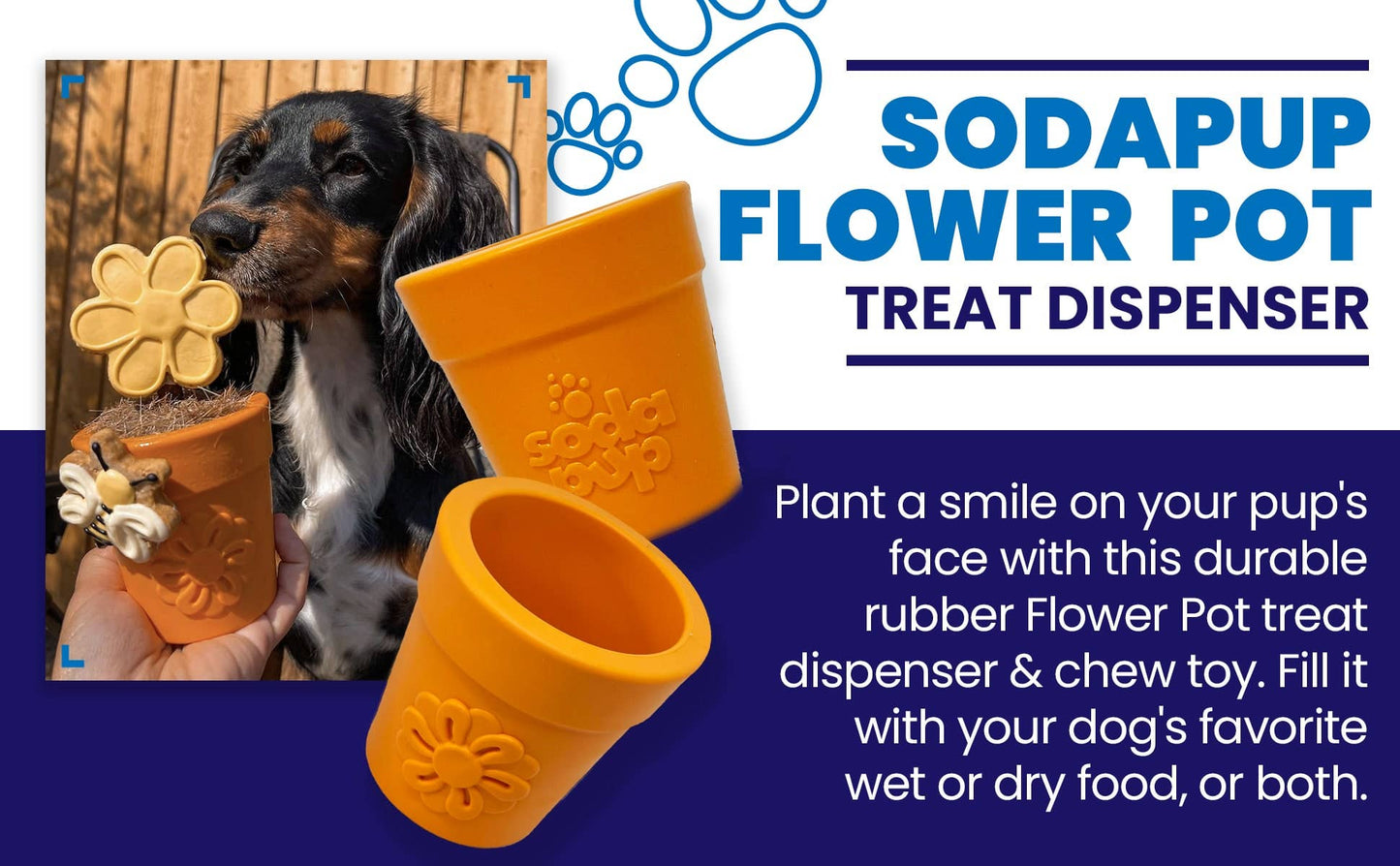 Flower Pot Durable Rubber Treat Dispenser & Enrichment